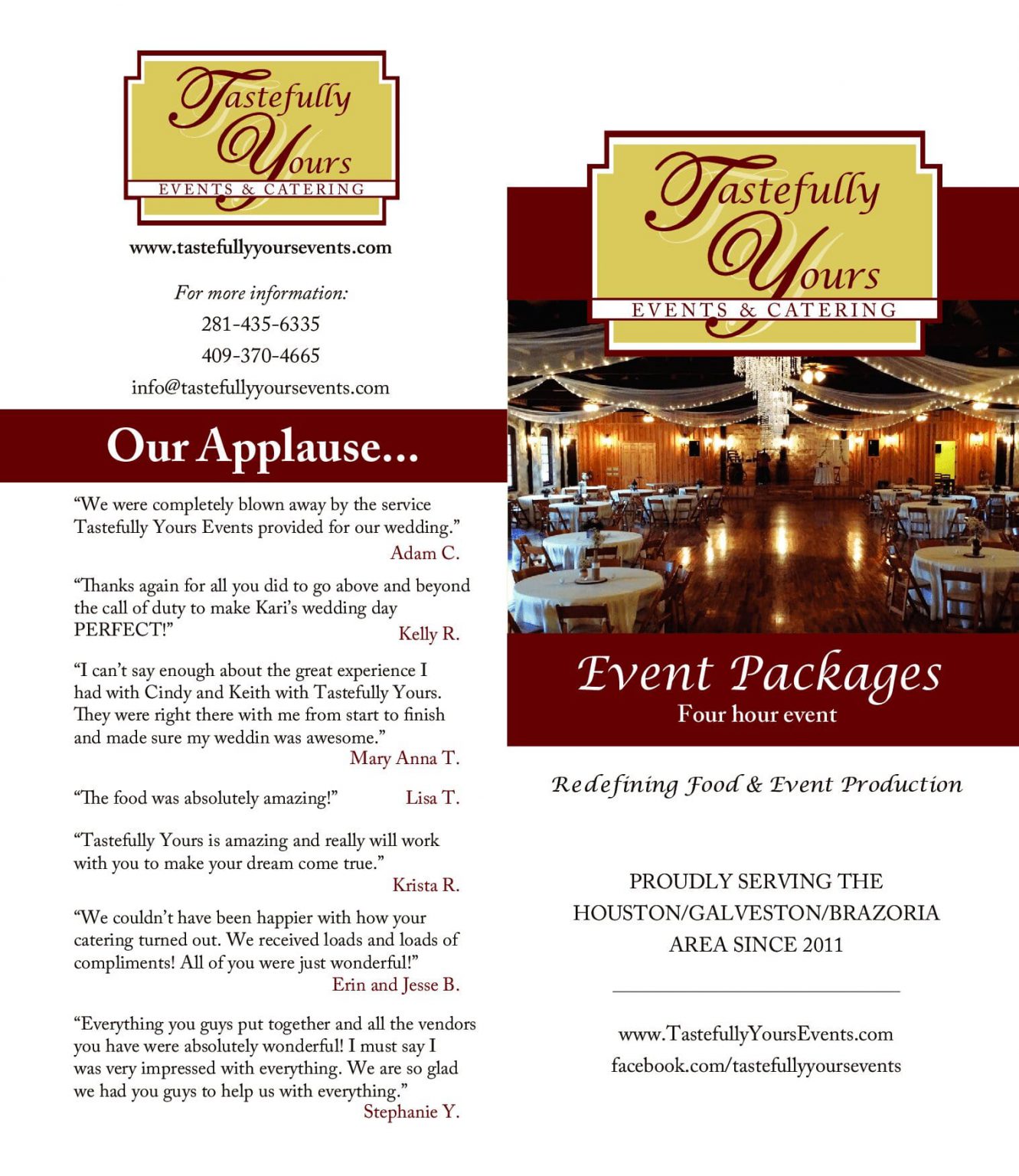 Event Packages Tastefully Yours Events & Catering